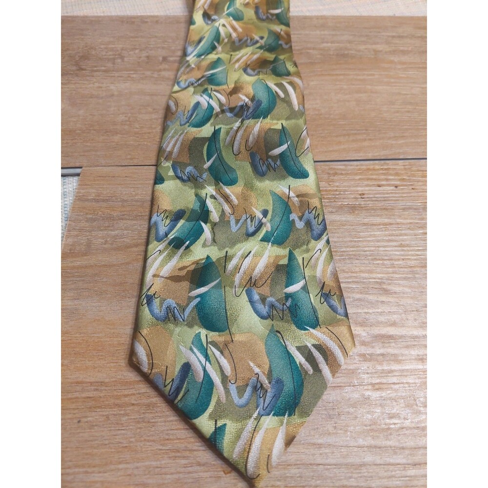 J Garcia Sil Tie Floating Planes #40 Green Olive